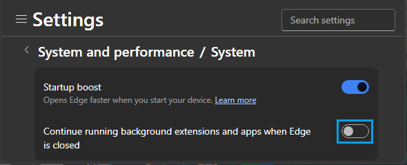 Disable Background Apps And Extensions in Microsoft Edge