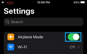 Enable Airplane Mode on iPhone