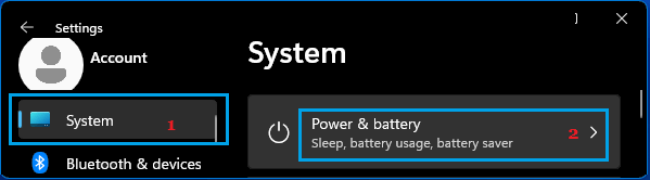 Power And Battery Settings Option in Windows 11