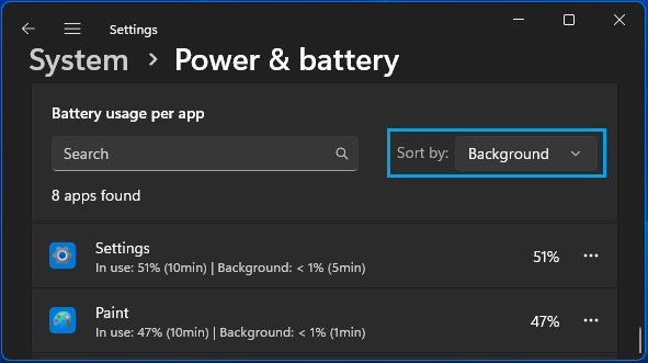 View Apps Using Battery in Background on Windows PC