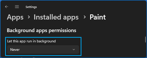 Prevent Paint App from Running in Background