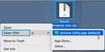Unzip File on Mac using Archive Utility