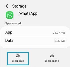 Clear WhatsApp Data Option on Android Phone