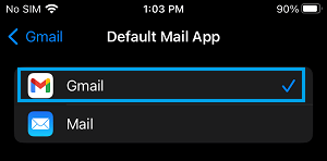 Select Gmail As Default Mail App on iPhone