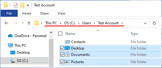Select Files/Folders in User Account