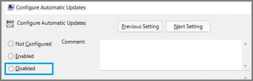 Disable Automatic Updates Using Group Policy Editor