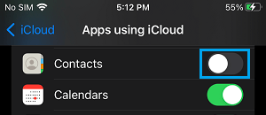 Disable iCloud Contacts on iPhone