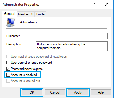 Enable Hidden Admin Account Option in Windows Pro