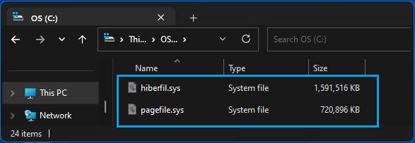 Storage Space Occupied By Pagefile.sys