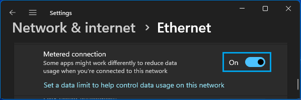 Set Metered Connection Option in Windows