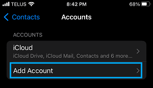 Add Account to Contacts App on iPhone