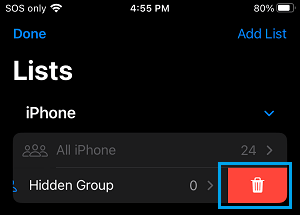 Delete Contact Group on iPhone