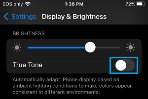 Disable True Tone on iPhone