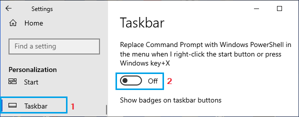 Replace Command Prompt with PowerShell option in Windows