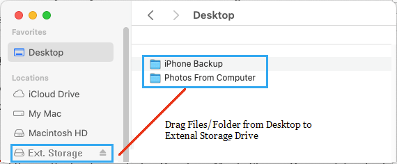 Drag Files & Folders from Desktop to External Storage Drive