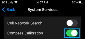 Enable Compass Calibration Option on iPhone