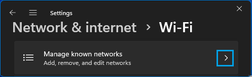 Network and Internet Settings Option in Windows 11
