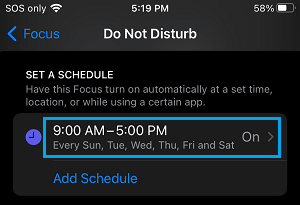 Open Scheduled Do Not Disturb Mode on iPhone