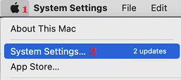 Open System Settings on Mac