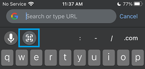QR Code Icon on iPhone Keyboard