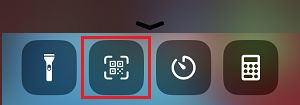 Code Scanner Icon on iPhone Control Panel