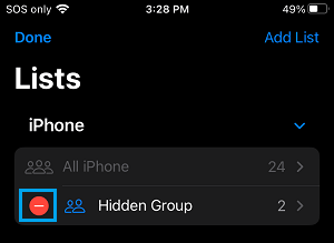 Delete Contact Group Option on iPhone