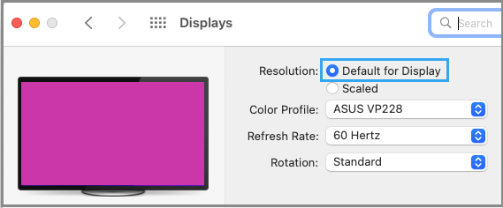 Display Options on Mac