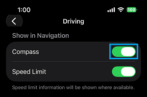 Show Compass in Apple Maps