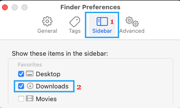 Finder Preferences screen on Mac