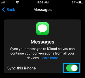 Enable Messages in Cloud Option on iPhone