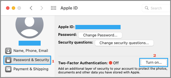 Enable Two Factor Authentication Option on Mac