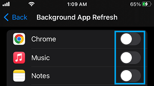 Disable Background App Refresh For Apps