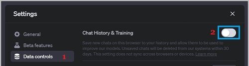 Disable Chat History in ChatGPT