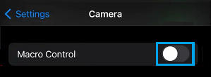 Disable Macro Control on iPhone