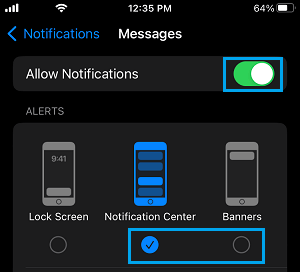 Allow Notifications on iPhone