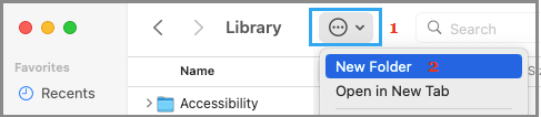 Create New Folder Option in Library Folder on Mac
