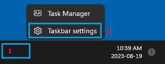 Open Taskbar Settings