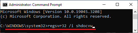 Re-register shdocvw.dll file Using Command Prompt