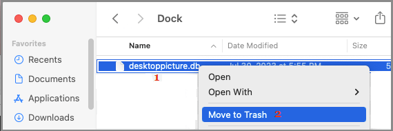 Move File from Dock Folder to Trash Bin on Mac