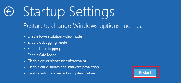 Restart the Computer to Access Startup Options