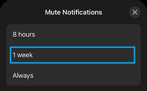 Select Mute Period on WhatsApp