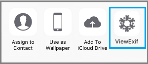 ViewExif Option on iPhone Share Menu