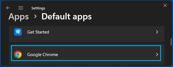 Google Chrome On Windows Default Apps Settings Screen