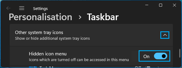 Enable Hidden Icon Menu on Windows Taskbar