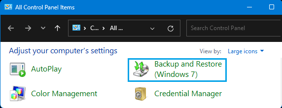 Backup And Restore Option in Windows