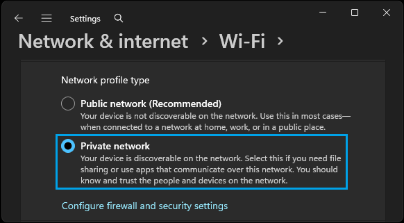 Switch From Public to Private Network on Windows PC