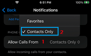 Allow Calls only From Contacts During Do Not Disturb