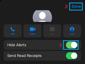 Hide Message Alerts Option on iPhone