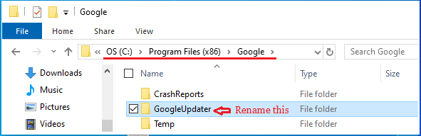 Rename GoogleUpdater Service on Windows PC