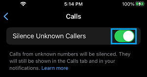 Silence Unknown Callers Option in WhatsApp